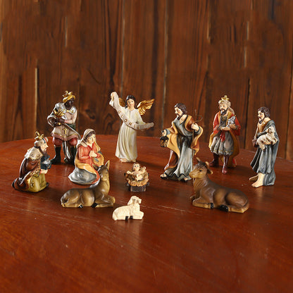 Religious Ornaments Nativity Manger Set Gift Box Christmas