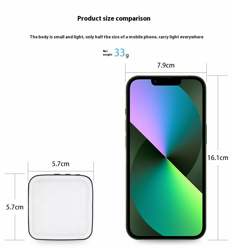 Mini luz de relleno para teléfono móvil W42 para grabación en vivo con imán