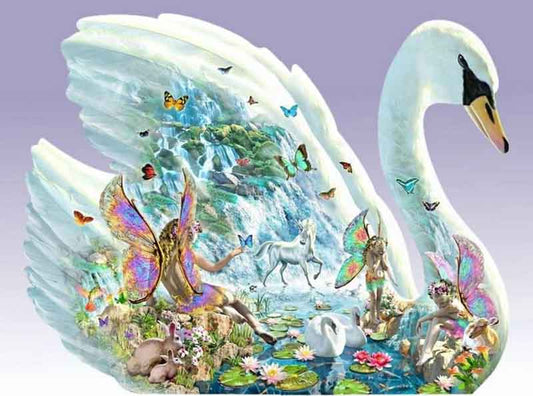 Pintura de diamante de cisne 5D, pintura redonda de cristal, mosaico artesanal, taladro completo redondo, pintura de diamante de pájaro, decoración del hogar cruzada