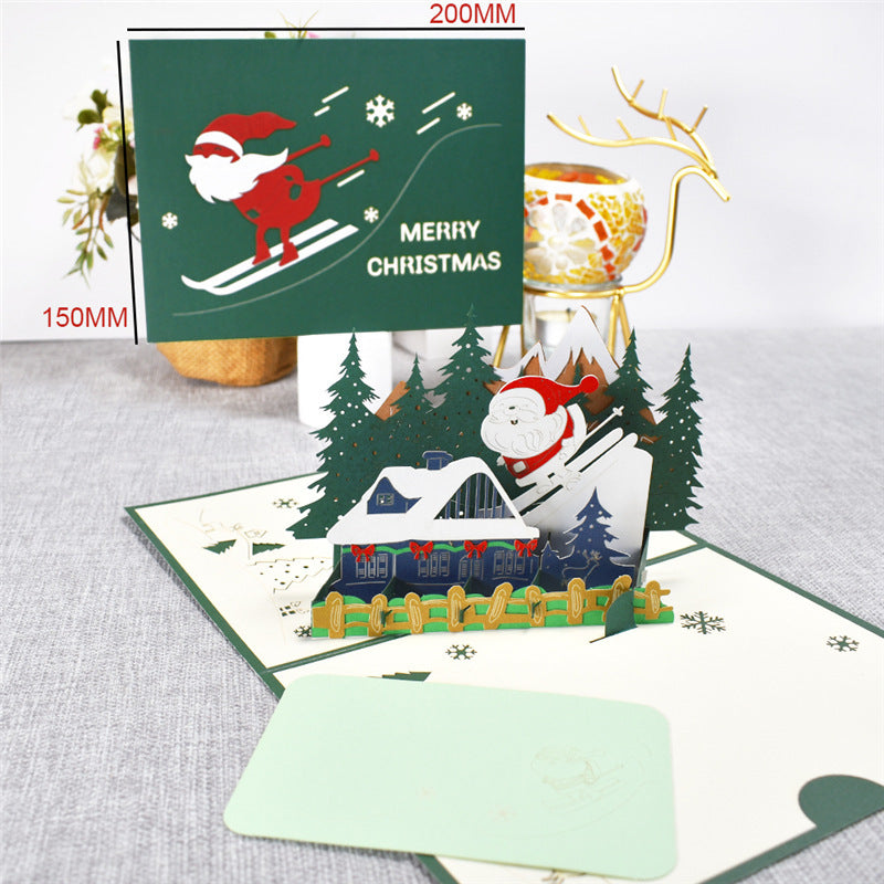 3D Merry Christmas Cards Christmas Tree Winter Gift Pop-Up Cards Christmas Decoration Stickers