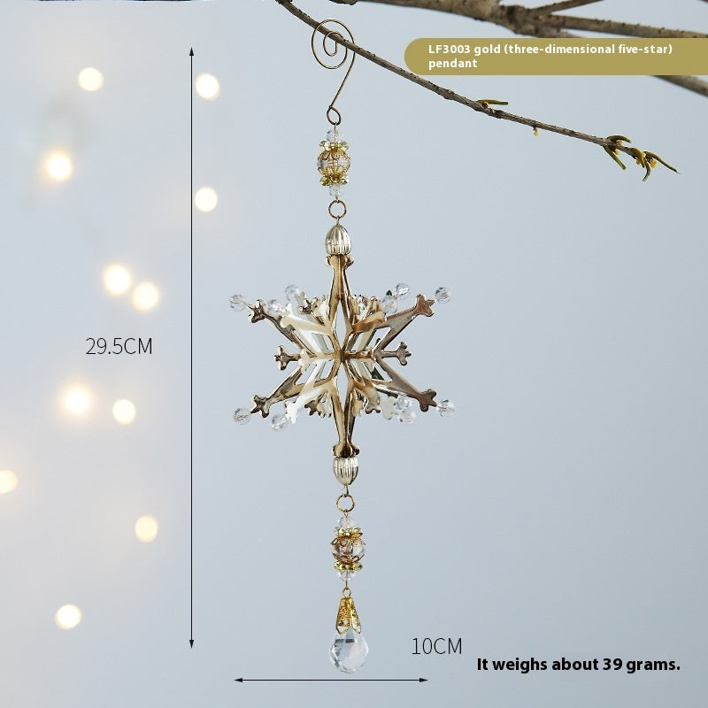 Christmas Three-dimensional Snowflake Decoration Diy Christmas Tree Bell Wrought Iron