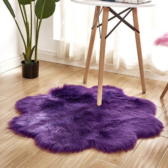 Tapis en laine artificielle tapis forme florale en peau de mouton tapis poilu Faux tapis coussin de siège fourrure Tapetes chaudes tapis de sol tapis doux