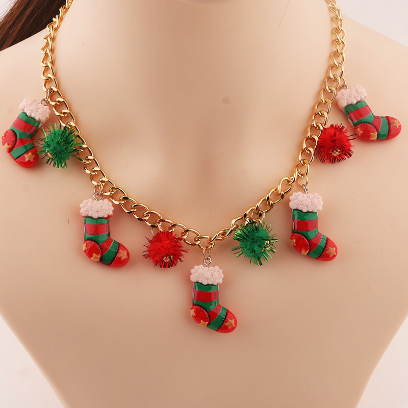 Nuevo collar con campana de árbol de Navidad y Papá Noel, colgante creativo personalizado, cadena de clavícula, joyería para mujer