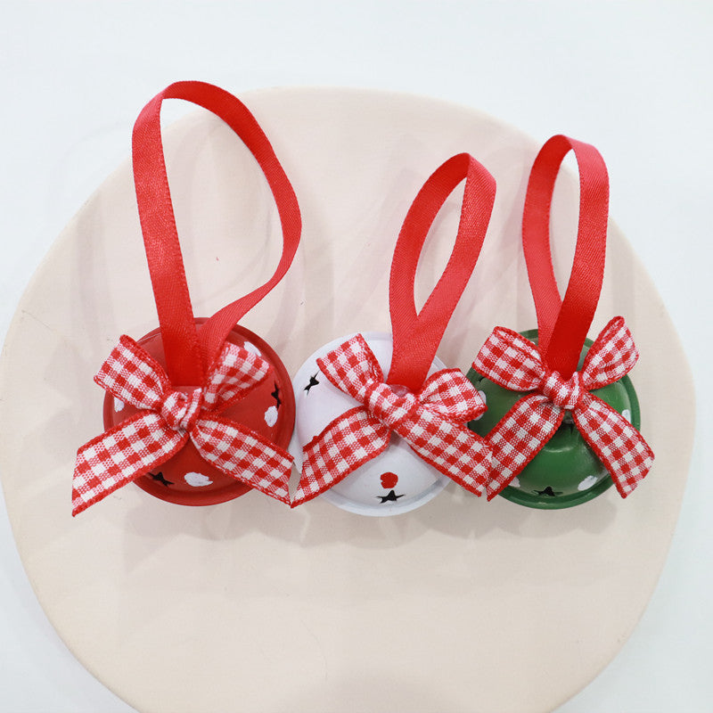 Guirlande de décoration de Noël en forme d'étoile avec nœud de 4 cm et cloche en métal