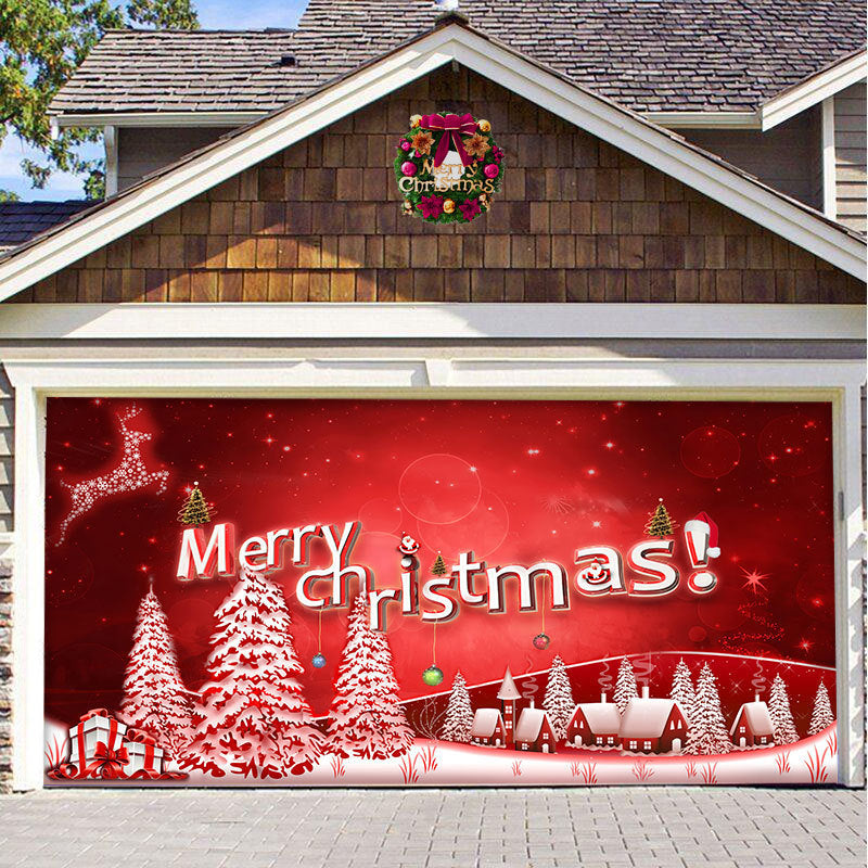 Christmas Background Fabric Garage Door Tapestries Cloth Decoration