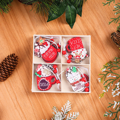 Caja colgante con adornos navideños de madera con forma de hombre de jengibre