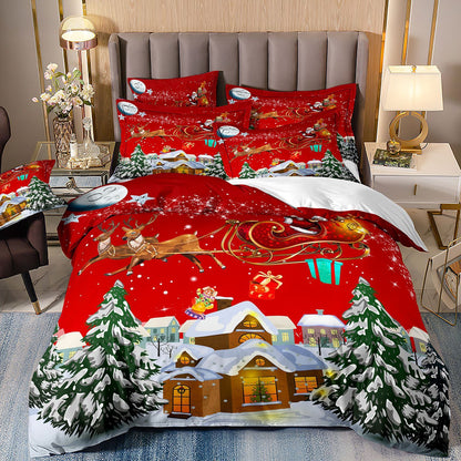 Digital Printed Three-piece Set Christmas Santa Claus Christmas Tree Snowman