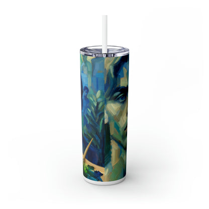 « Regard apaisant » - The Alien Maars® Skinny Tumbler avec paille 20oz Style expressionnisme