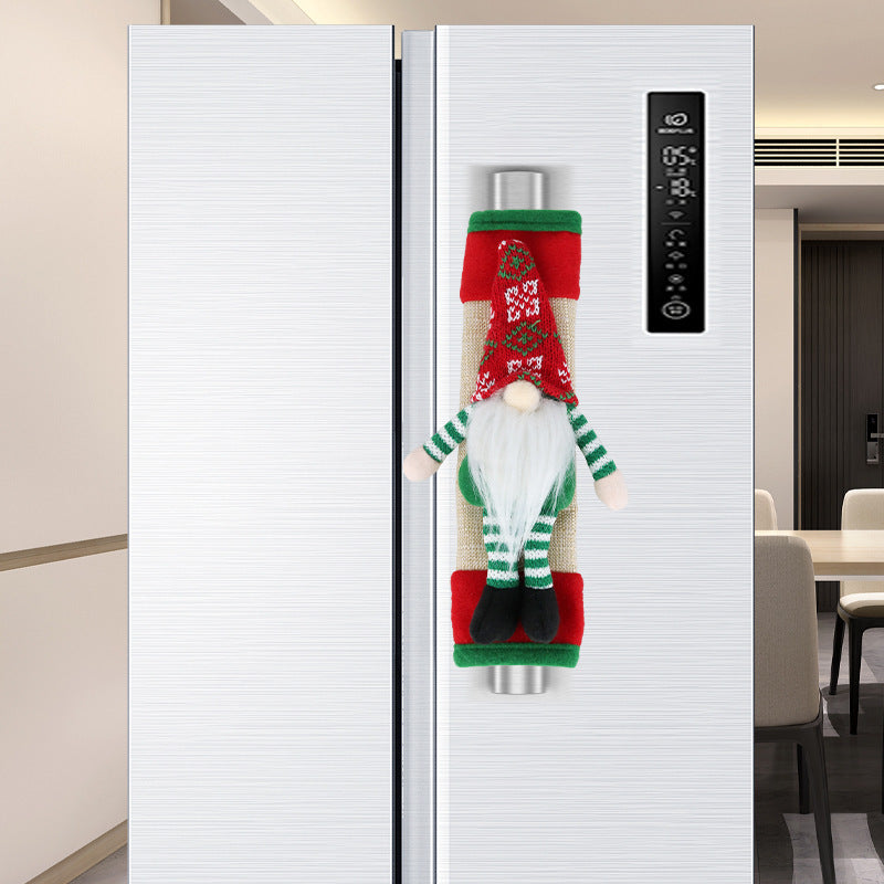 Protector de manija de puerta de refrigerador navideño, protector de manija, decoraciones para el hogar