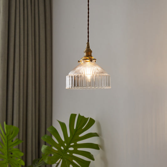 Japanese Style Simple Retro Nostalgic Brass Glass Chandelier