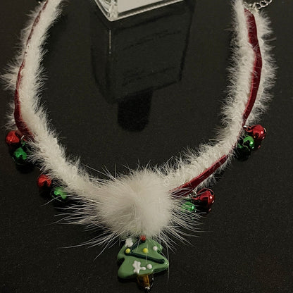 Collier boule de fourrure cloche de sapin de Noël pour femme intérêt spécial luxe léger