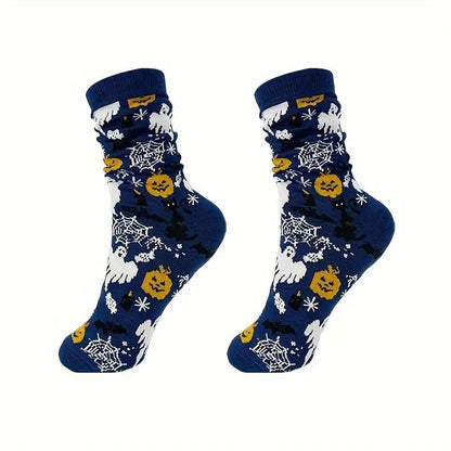 Women And Mens Funny Halloween Socks Adults Skeleton Dress Socks Spider Web Skull Crew Socks Novelty Halloween Gift