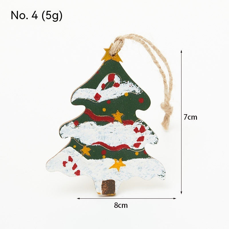 Colgante de árbol de Navidad de madera para mesa, decoración retro en miniatura