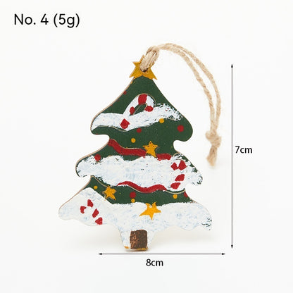 Colgante de árbol de Navidad de madera para mesa, decoración retro en miniatura