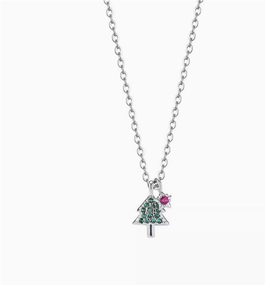 Collier de petit arbre de Noël Chaîne de clavicule Haut de gamme en argent pur Niche de luxe légère 925