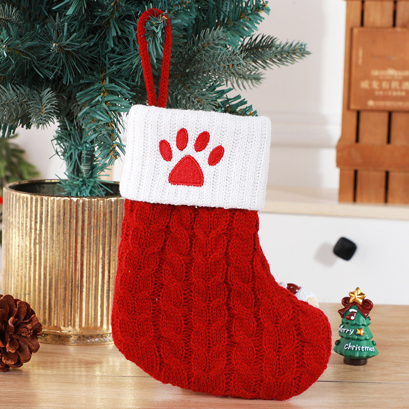 Chaussettes de Noël en laine tricotée avec pendentif en forme d'arbre de Noël décoratif et créatif