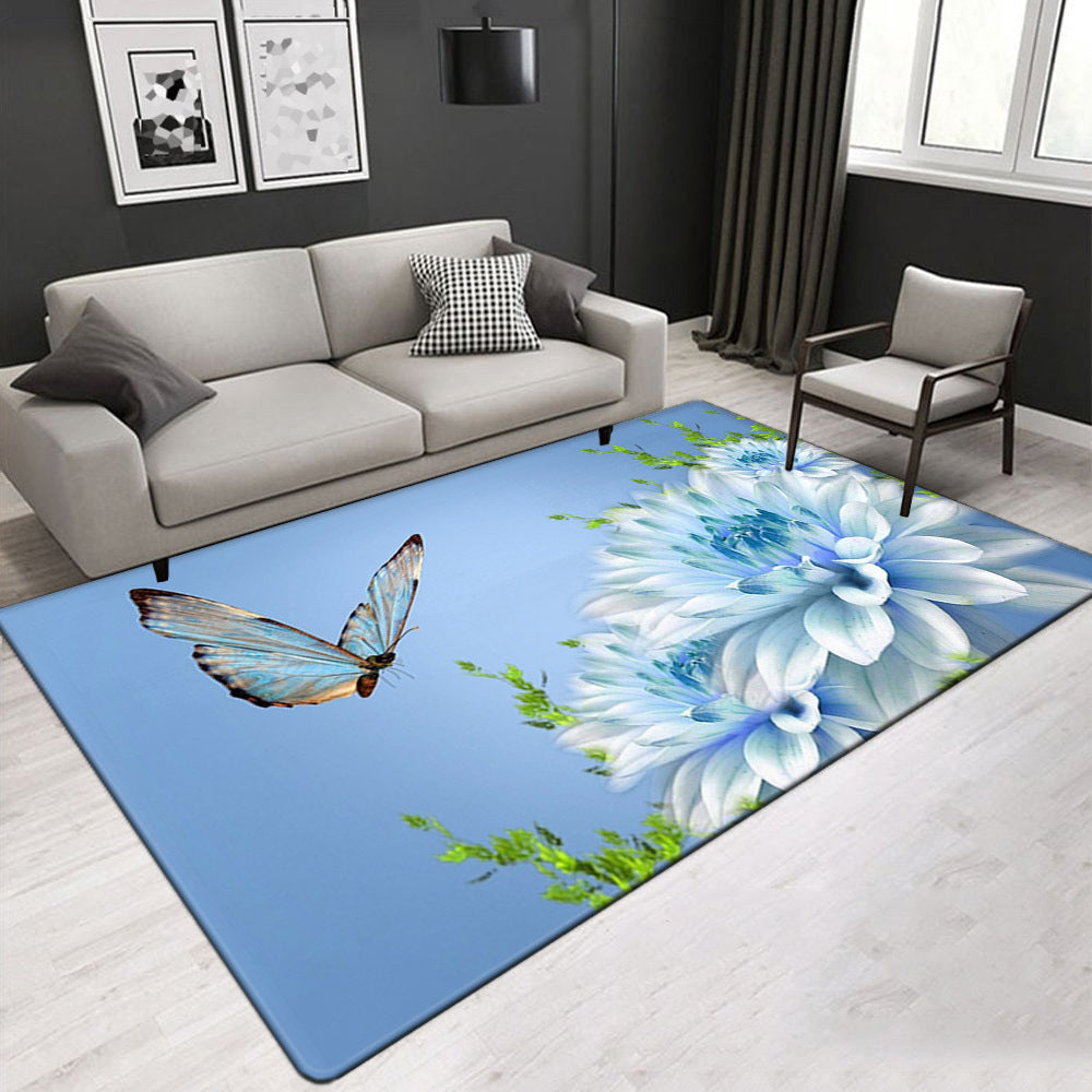 Tapis de sol de salon imprimé fleur-oiseau 3D