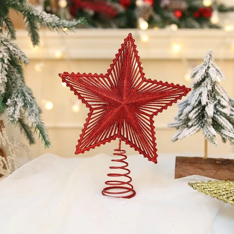 Iron Christmas Tree Top Five-pointed Star Luminous Decoration Christmas Decorations Small Ornaments