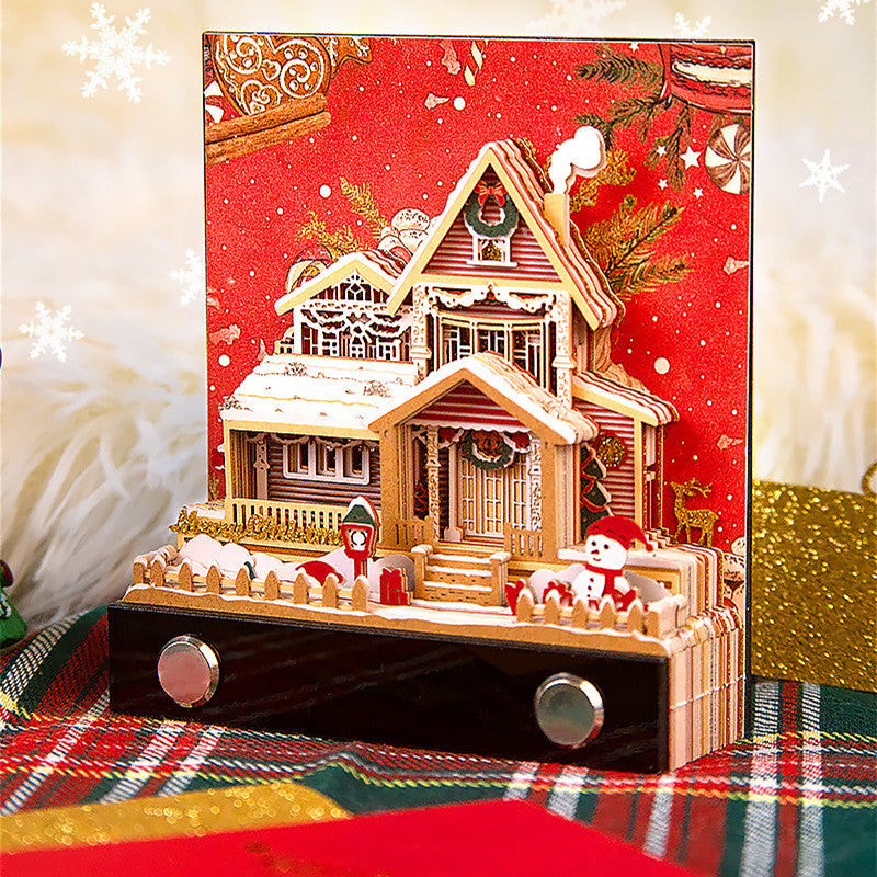 The Christmas Cottage 3D Paper Carving Three-dimensional Desk Calendar