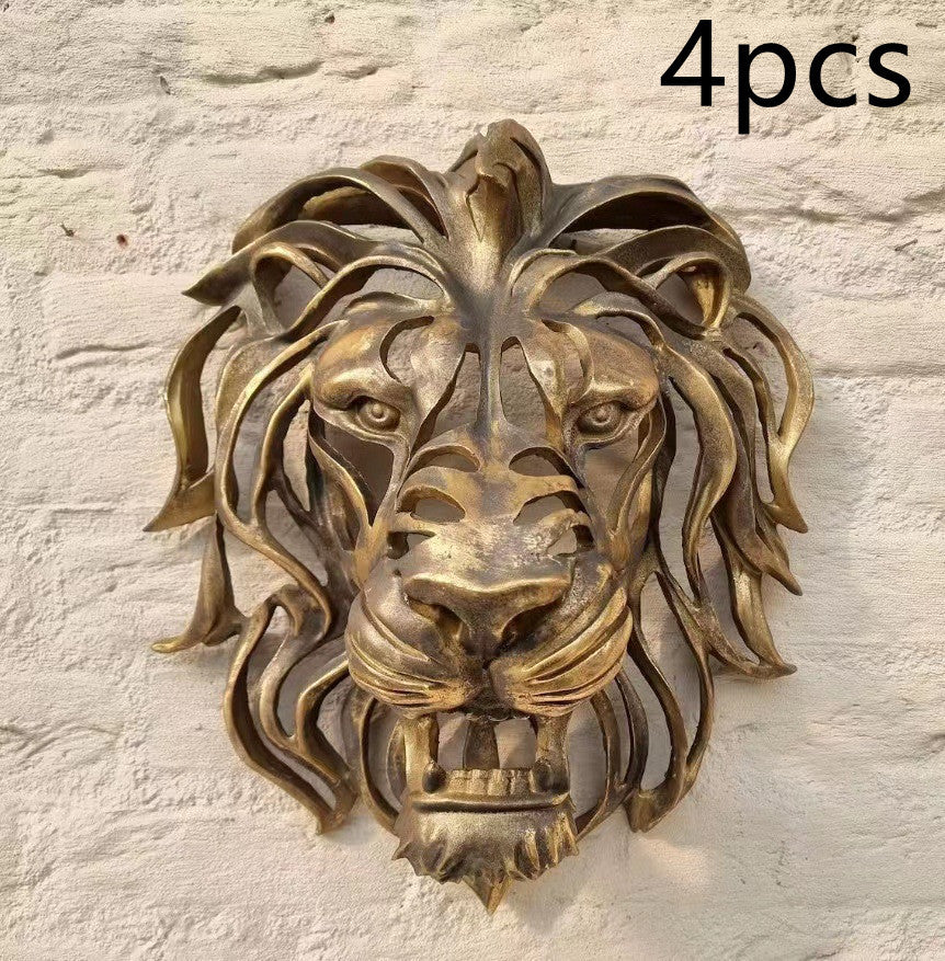 Lion's Head Wall Hanging Art Metal Sculpture