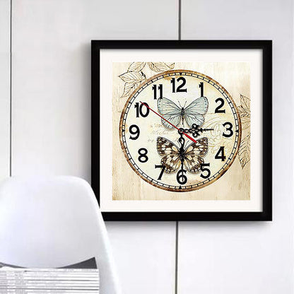 Diamond cross stitch butterfly clock