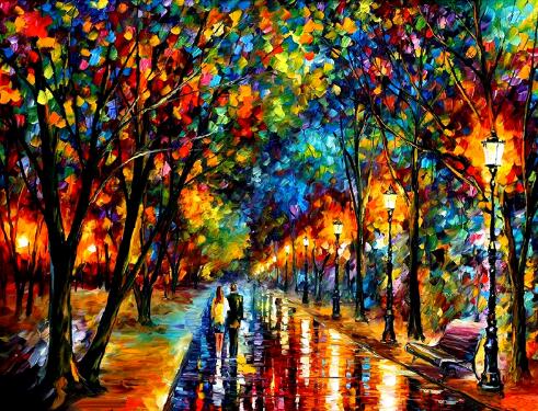 Pintura de diamante 5D artesanal, cuentas cuadradas completas, "después de la calle de la lluvia", decoraciones de mosaico de punto de cruz 3D con regalo de diamantes de imitación