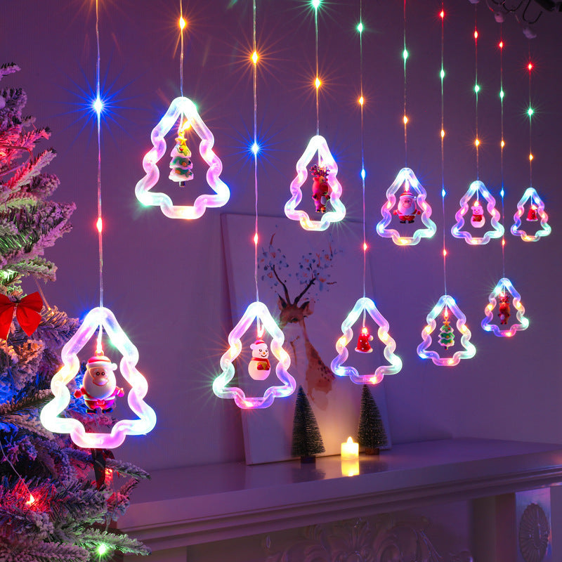 Guirlande lumineuse décorative pour sapin de Noël avec rideau XINGX