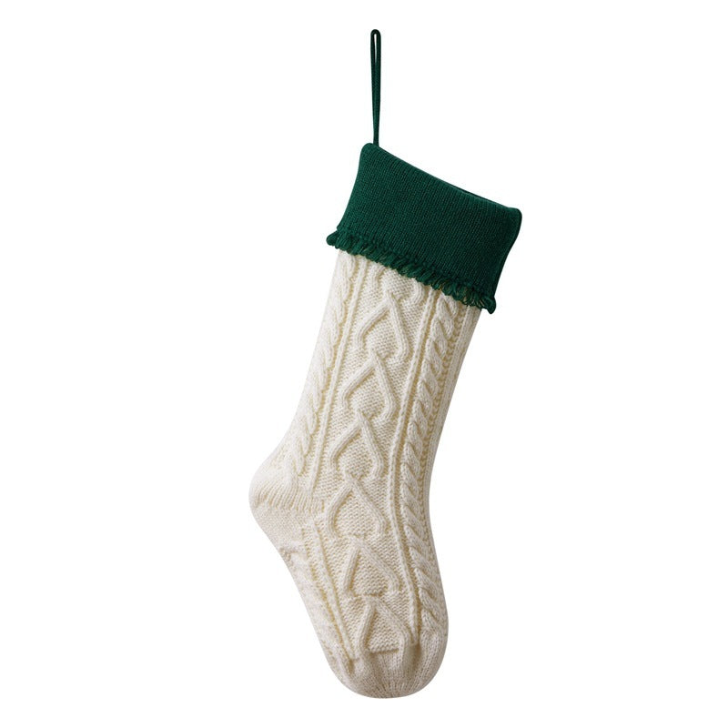 Knitted Wool Christmas Candy Bag Hanging Tassel Socks