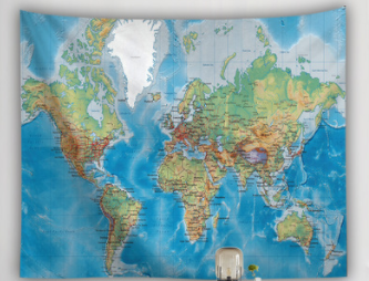 World map tapestry