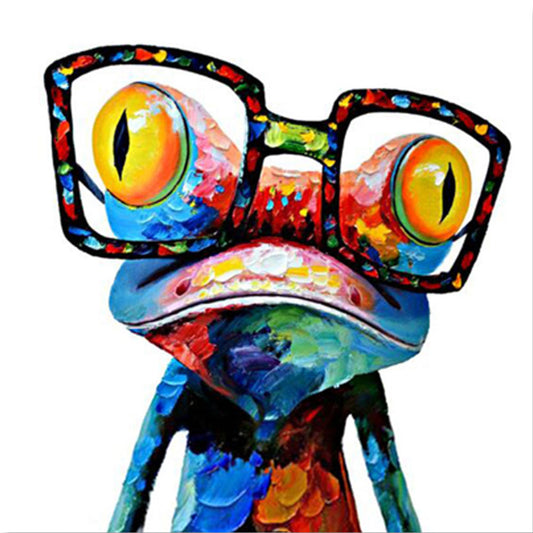 Pintura al óleo, conjunto de imágenes artísticas de animales abstractos modernos, impresión HD, gafas coloridas, Rana para decoración del hogar, pintura en lienzo