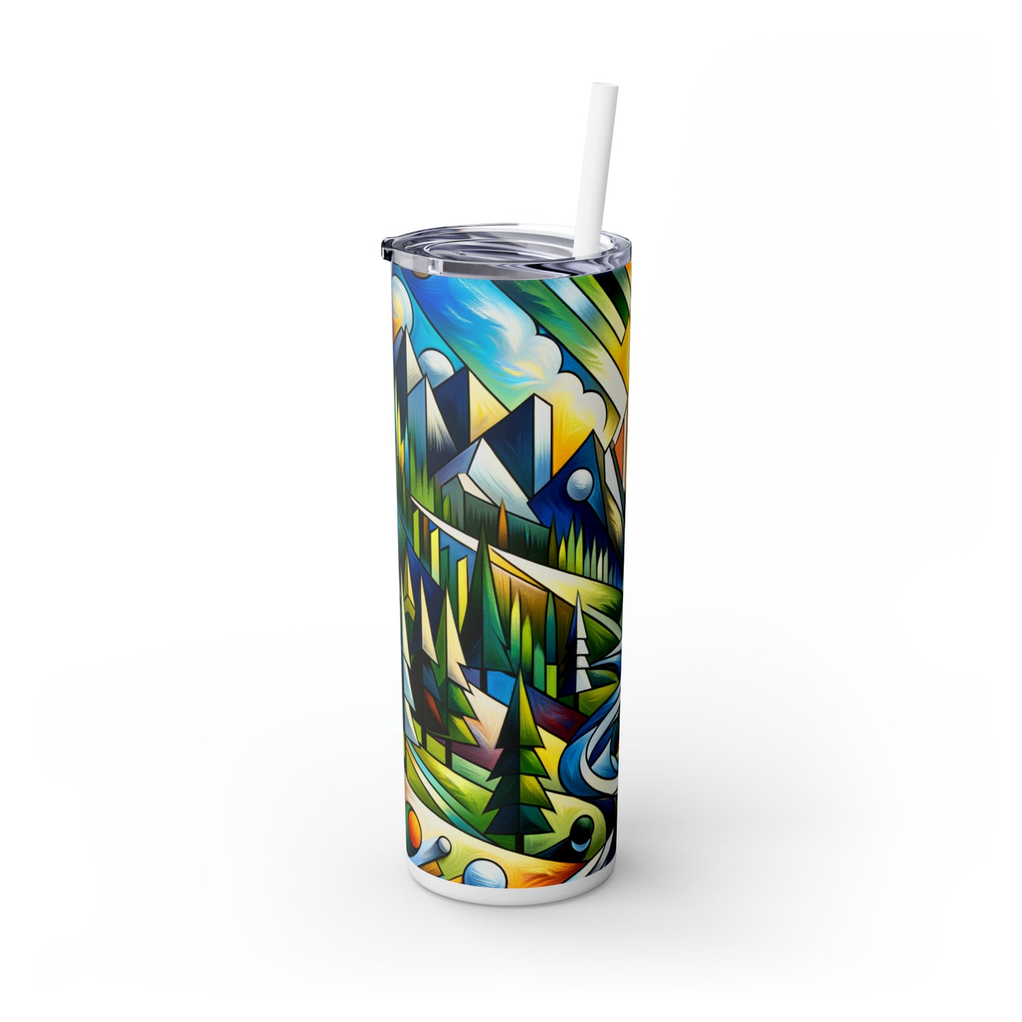 "Cubic Naturalism" - The Alien Maars® Skinny Tumbler with Straw 20oz Cubism Style