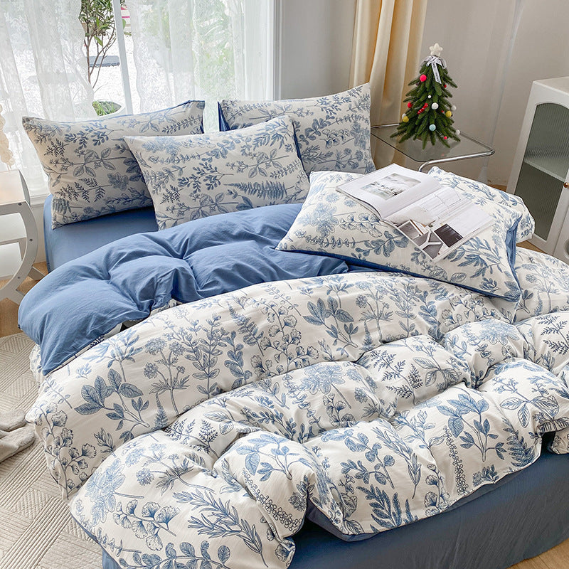 Soft Pastoral Style Double-layer Yarn Four-piece Bedding Set