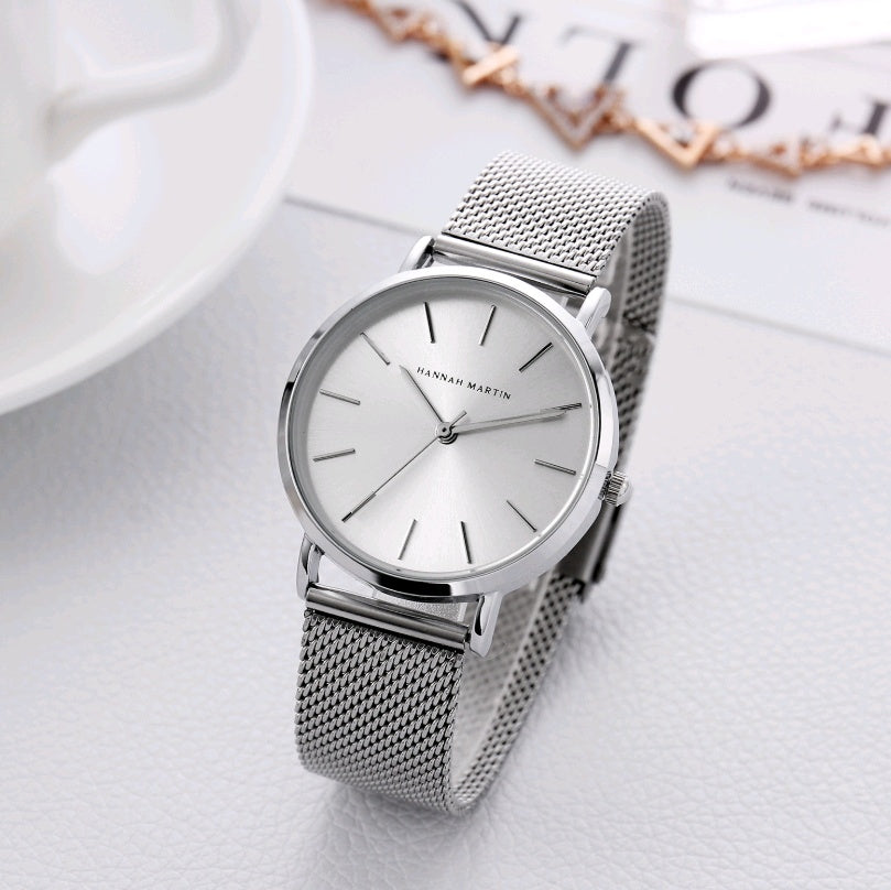 Stainless steel mesh belt waterproof ladies and women's watch High quality furnace gold plating rose gold student watch