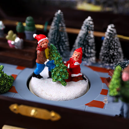 European-style Luminous Christmas Rotation Music Box