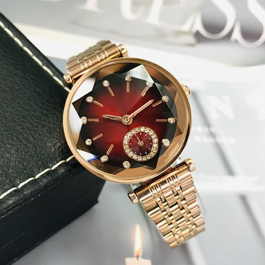 Reloj de cuarzo con temperamento brillante y diamantes para mujer