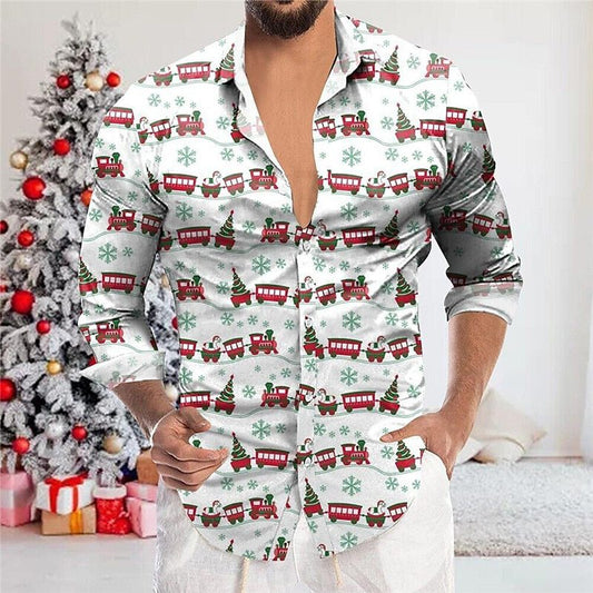 Chemise à revers avec impression numérique 3D en forme de sapin de Noël