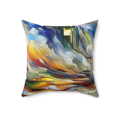 "Storm of Emotions"- The Alien Spun Polyester Square Pillow Expressionism