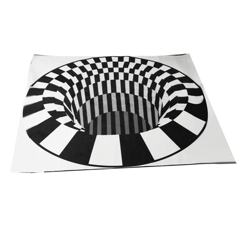 Tapis Vortex 3D, grille noire et blanche, Illusion de trou sans fond, tapis de sol antidérapant pour salon et chambre à coucher, à la mode pour la maison