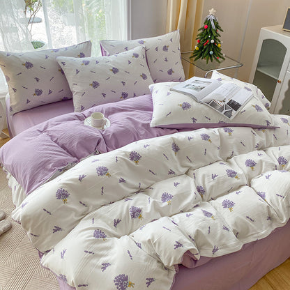 Soft Pastoral Style Double-layer Yarn Four-piece Bedding Set