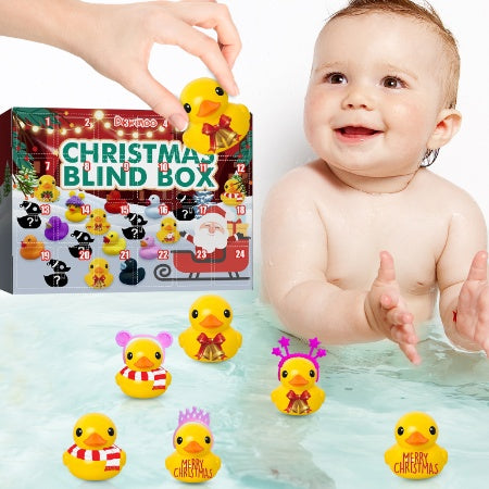 Calendrier de l'Avent de Noël Dowmoo Canard en caoutchouc Jouet de Noël Canard en caoutchouc Boîte aveugle 24 grilles Jouets créatifs