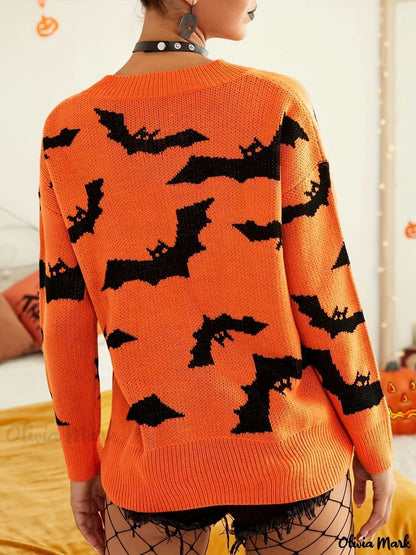 Suéter de punto de jacquard de Halloween de manga larga para mujer Ropa de mujer