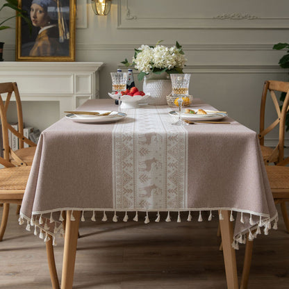 Table Cloth  Cotton Christmas Deer Green