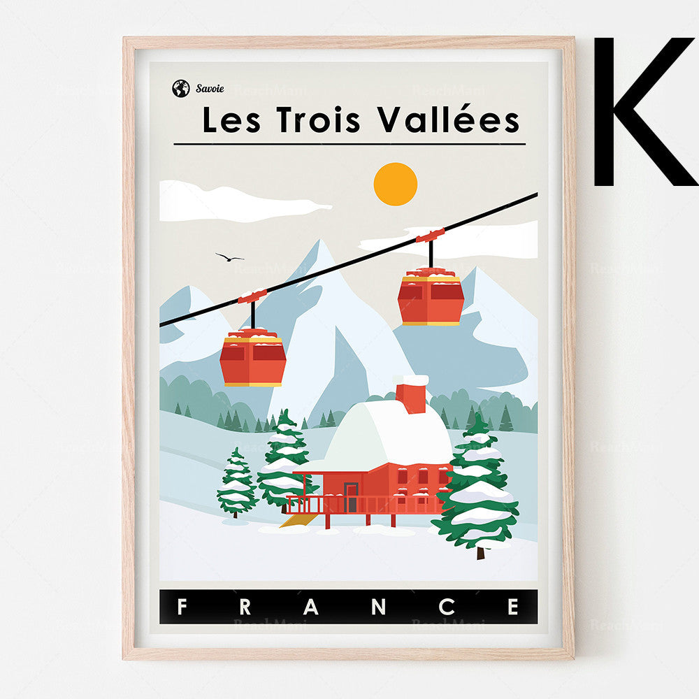 Affiche De Ski Français Décorée Dans Un Style Bohème