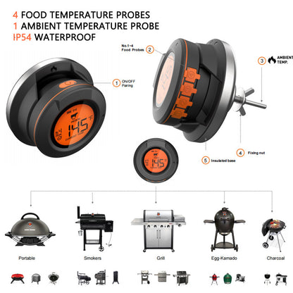 Thermomètre de four à Barbecue sans fil Bluetooth, Double sonde, cuisson électronique numérique pour BBQ