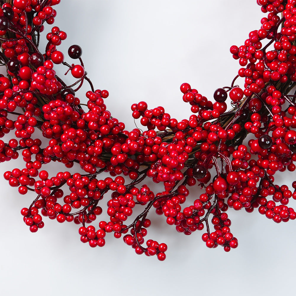 Simulación de guirnalda de espino chino, fruta de la suerte, corona de bayas de acebo, adornos para árbol de Navidad