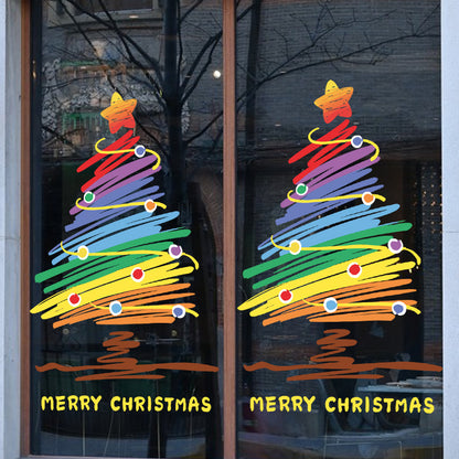 Pegatina para ventana de cristal con forma de árbol de Navidad