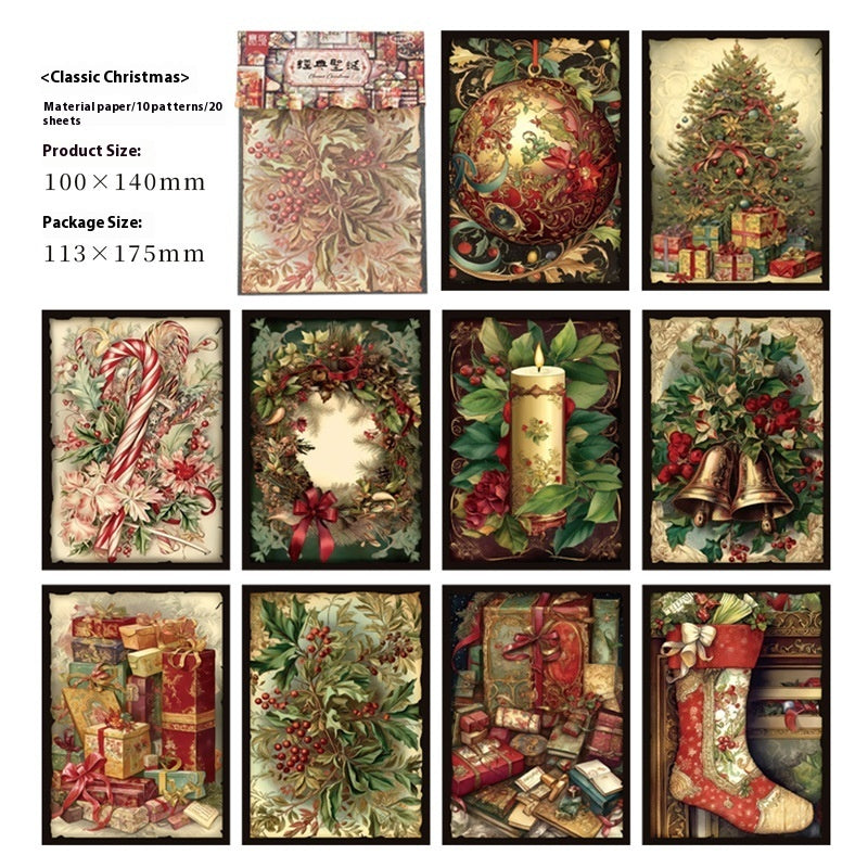 Holiday Elements Retro Decorative Paper Hand Account Base Paper