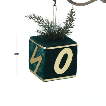 Pendentif de décoration d'arbre de Noël en forme de boule de Noël vert foncé floquée haut de gamme