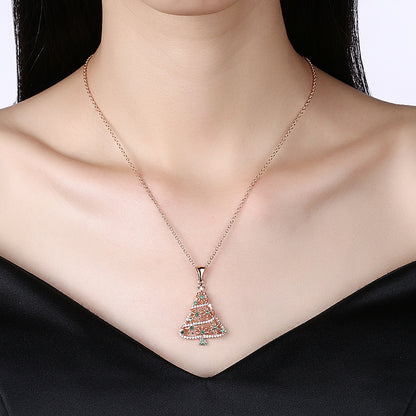 Christmas Tree Necklace For Women Diamond Inlaid Clavicle Chain Ornament