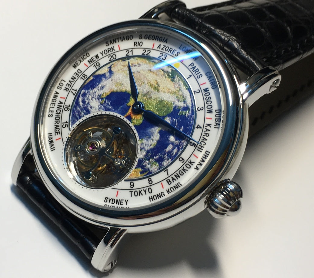 Montre ronde Globe Tourbillon mode 3D